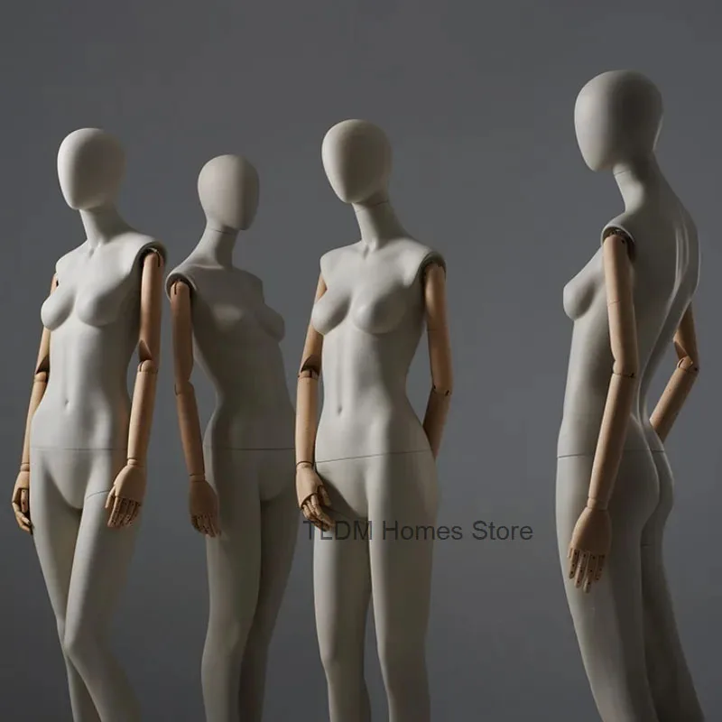 Mannequin Clothing Store Female Fabric Cover Body Model High-end Window Display Stands with Clavicle Full Body Mannequins T