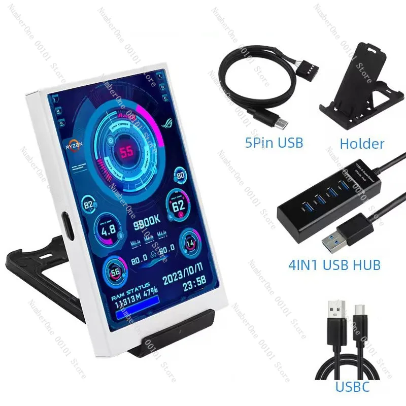 3.5 inch IPS TYPEC dynamic secondary screen USB chassis secondary screen computer monitoring USB secondary screen AIDA64