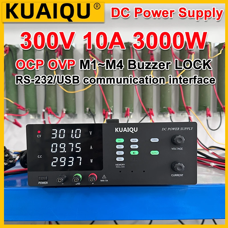 KUAIQU 3000W/2400W/2000W/1800W Lab DC Power Supply OCP/OVP Adjustable Bench Regulator RS-232/USB Automotive Power Module Aging