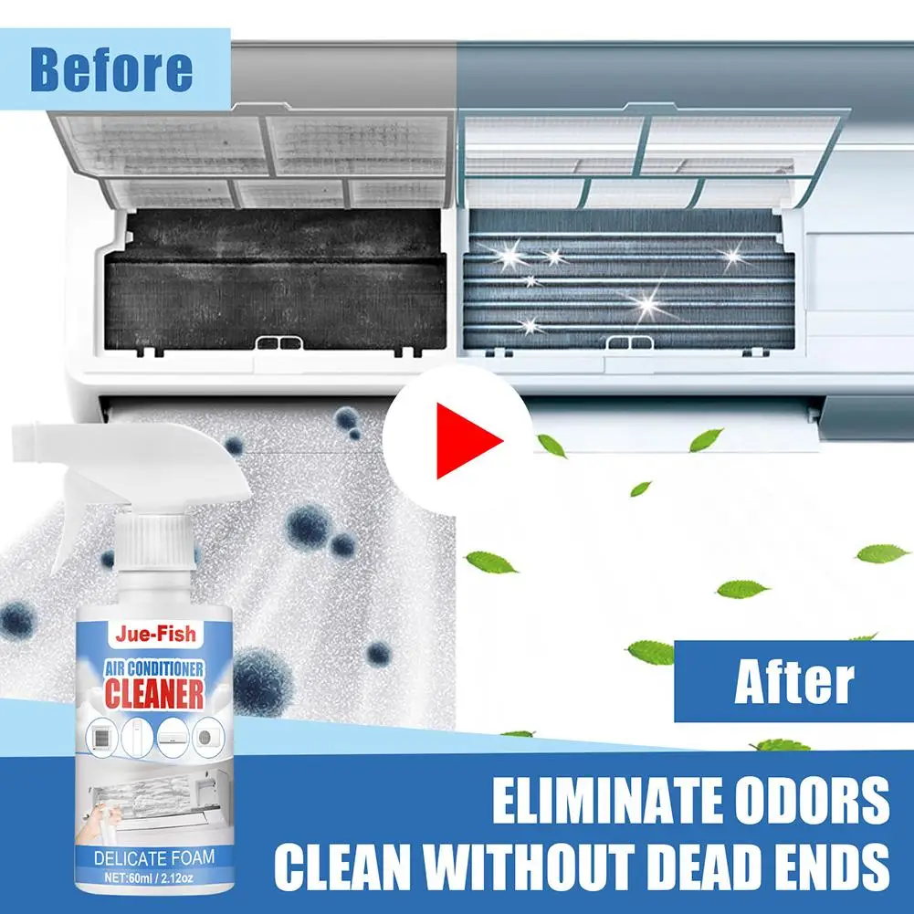 60ml Air Conditioner Cleaner Spray No Rinse Evaporator Air Conditioner Foam Coil Cleaner Strong Decontamination Agent for Car