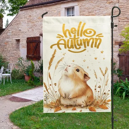 Fall Fun Guinea Pig Garden Flags Double Sided for Outside, Autumn, 12x18 Inch XXQ