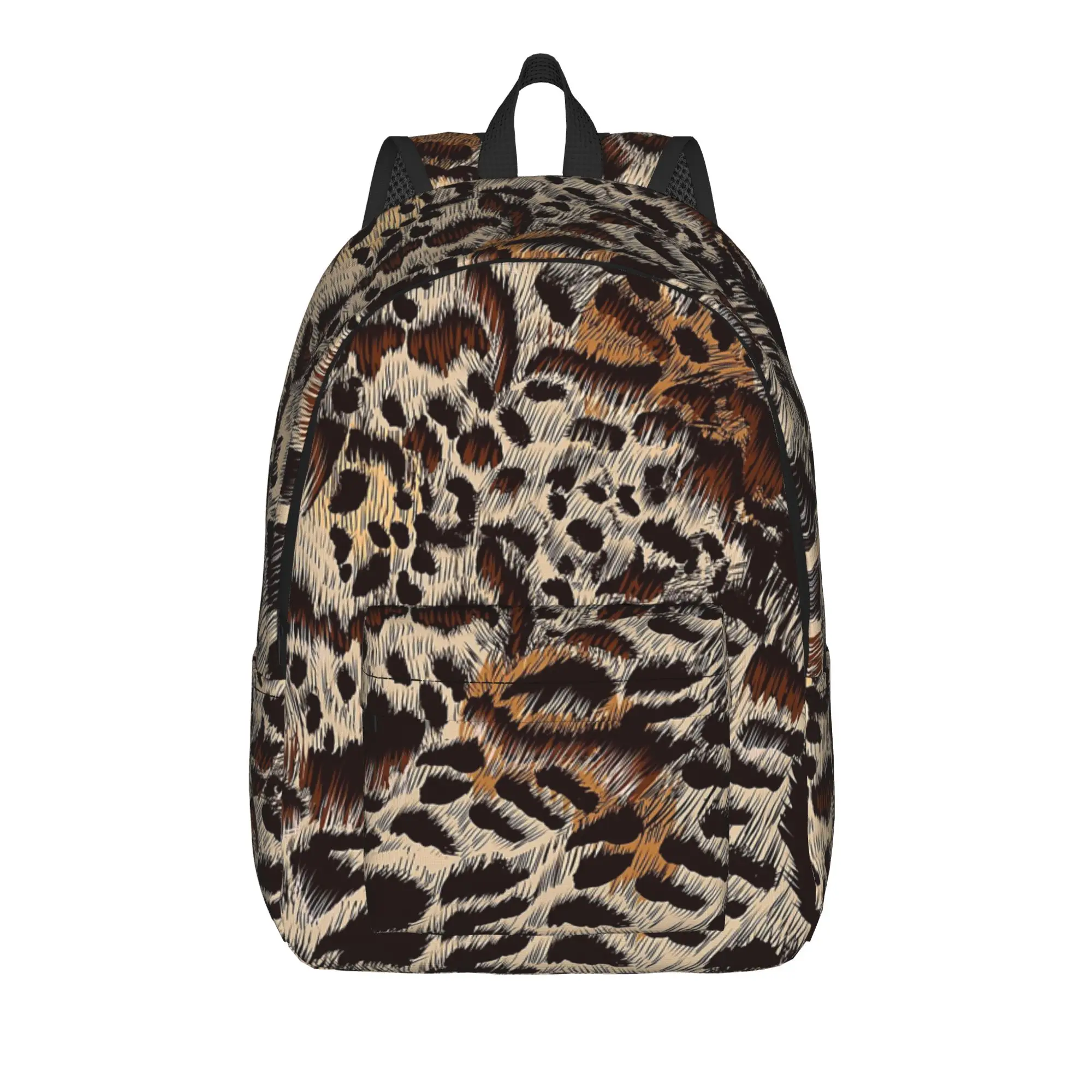 

Leopard Print Animal Fur Pattern Backpack Teenage Student Hiking Travel Daypack Brown Skin Texture Laptop Canvas Bags Outdoor