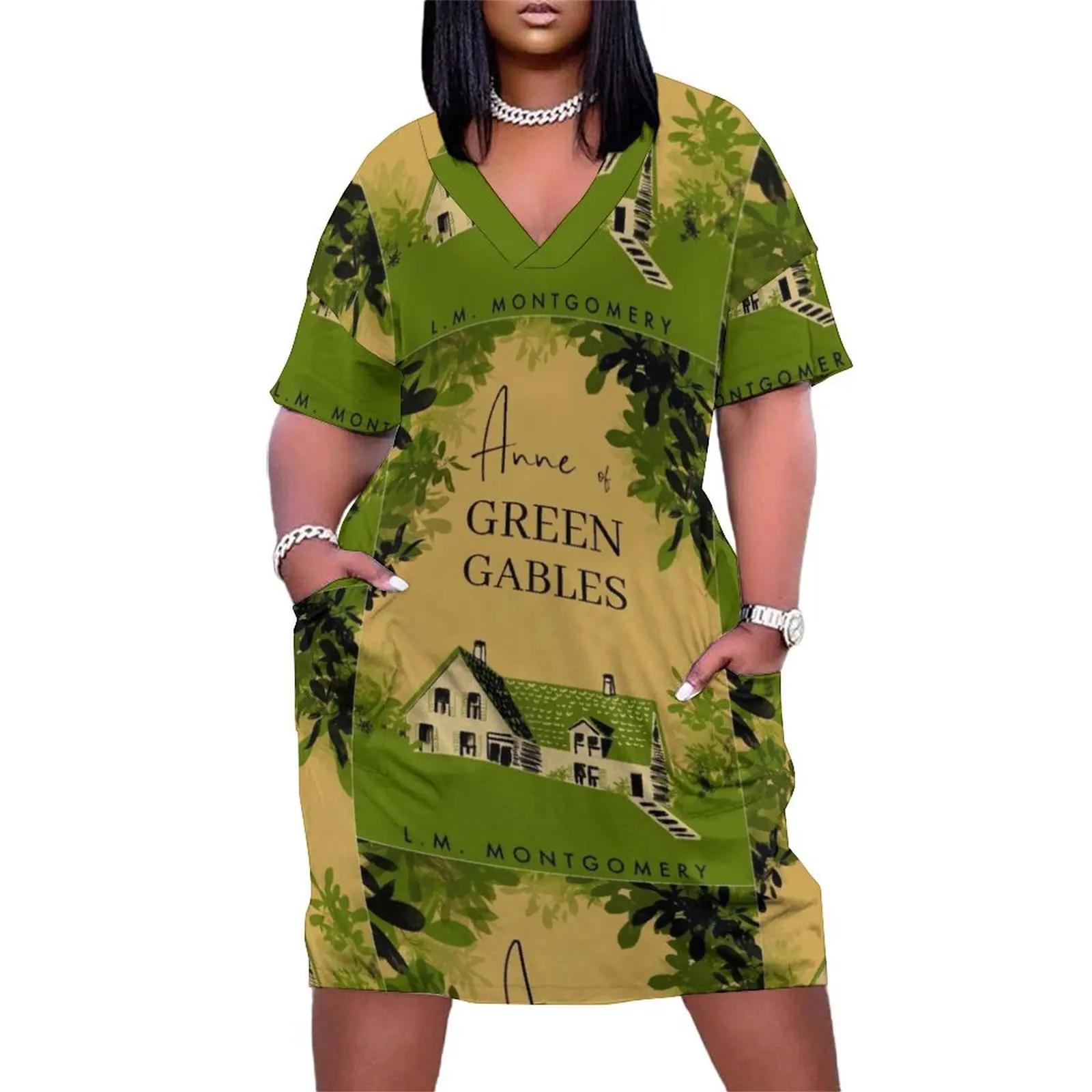 

Anne of Green Gables Children's Book Cover Loose Pocket Dress Aesthetic clothing Female dress luxury woman evening dress