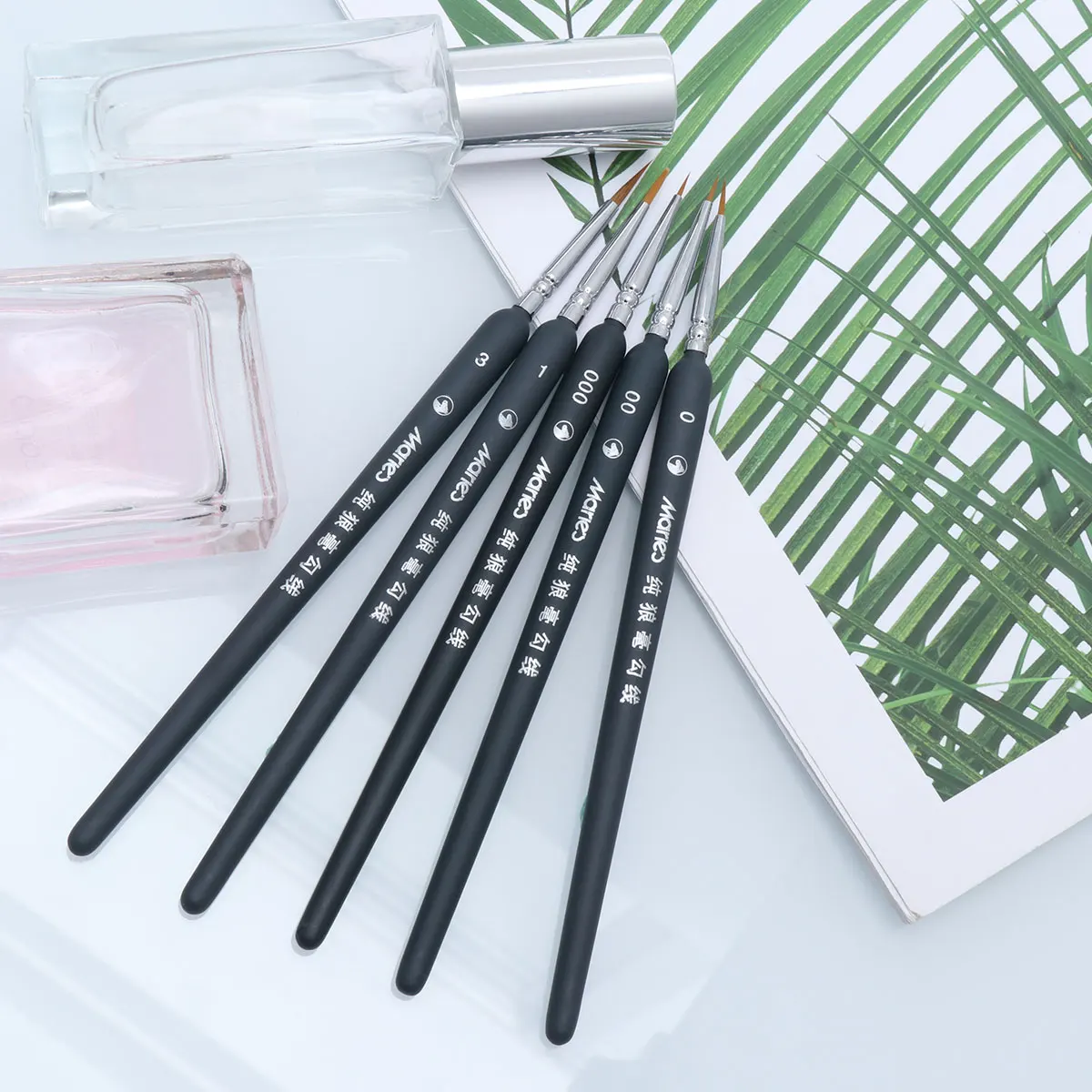 

5pcs Wolf Hair Detail Paint Brush Set Fine Tip Miniature Painting Tools For Art Diy Making (000+00+0+1+3) High Precision Soft