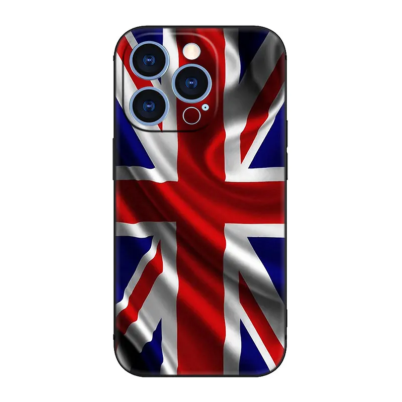 England UK Flag Emblem Phone Case For Apple iPhone 14 13 12 Mini 11 Pro XR X XS MAX 6S 7 8 Plus 5S SE 2020 2022 Black Cover