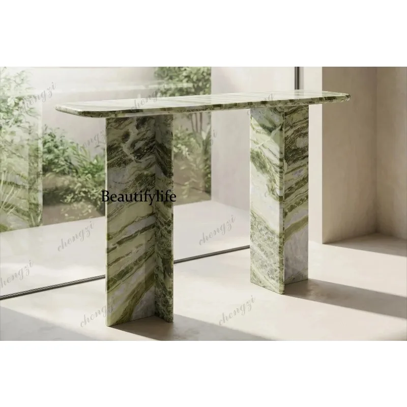 K153 Italian light luxury natural marble entrance platform, minimalist designer jadeite green pattern entry