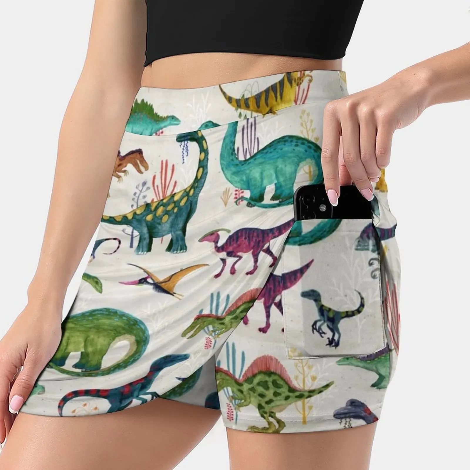 Bright Dinosaurs Women's skirt Aesthetic skirts New Fashion Short Skirts Dinosaurs Dinosaur Bright Prehistoric Blue Green