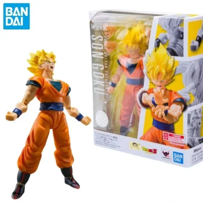 In Stock Original Bandai Dragon Ball S.H.Figuarts SHF Son Goku Yellow Hair PVC Anime Action Figures Toys Model Collection Gifts