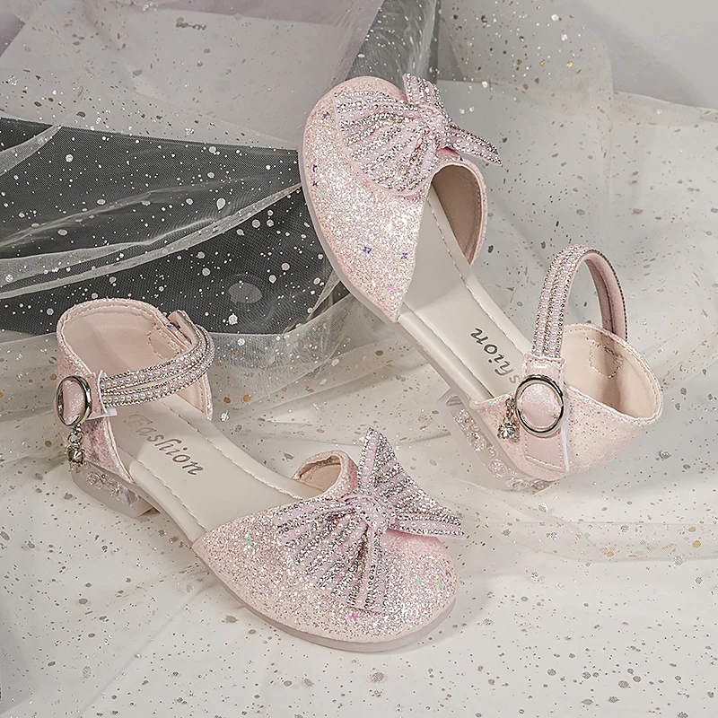 

Новые летние сандалии 2026 года для девочек, детские туфли с кристаллами, женские туфли на каблуке, подарок, праздничные платья для девочек, женские сандалии, туфли принцессы