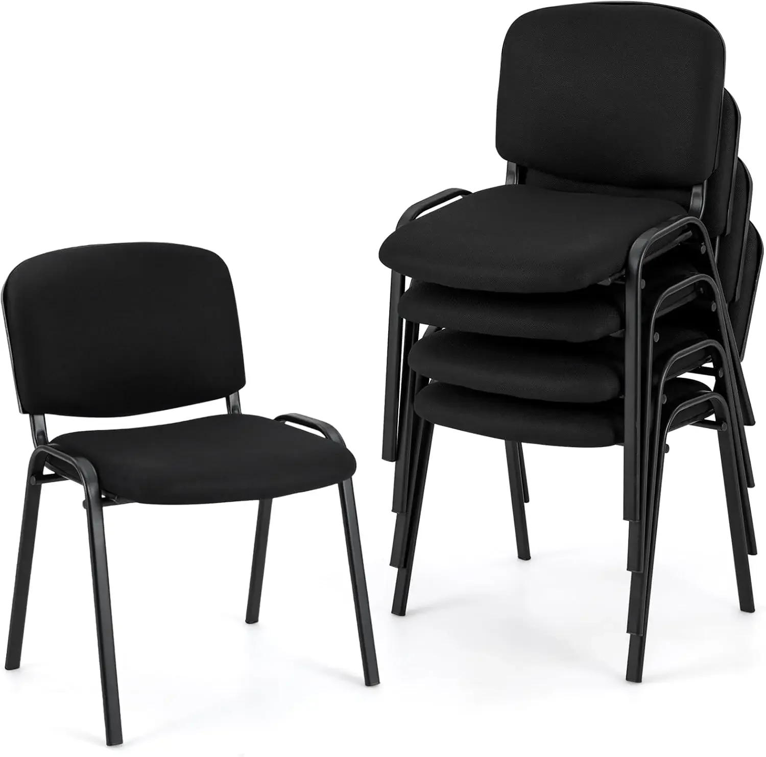 

Set of 5 Conference Chair with Ergonomic Upholstered Seat, Protective Foot Pad, Elegant and Stackable Design for Home & Office,