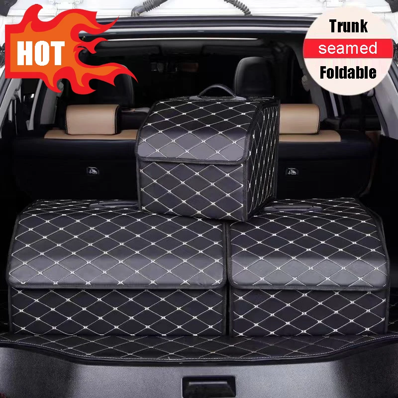 

Car Trunk Organizer Box Collapsible Car Trunk Storage Organizer Large Capacity Auto Multiuse Tools Storage Bag Tidying Leather