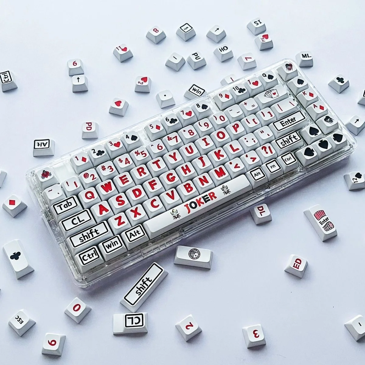 XDA PBT 키캡 포커 마스터 키캡, 기계식 키보드용 126 키, 커스텀 귀여운 애니메이션 키캡 세트, 테스터 68, Rk61