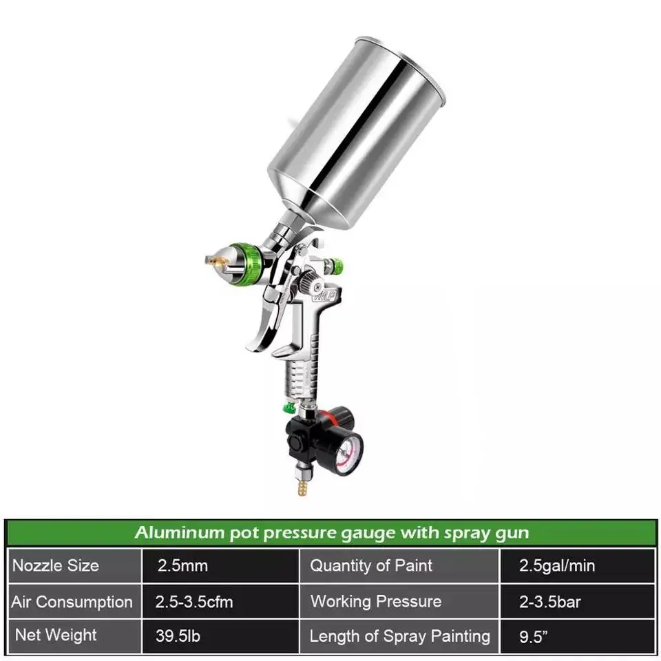 Imagem -05 - Performance Hvlp Gravidade Pistola H827 Conjunto 1000cc Alumínio Copo Reparação com Válvula de Regulação Pressão Alta