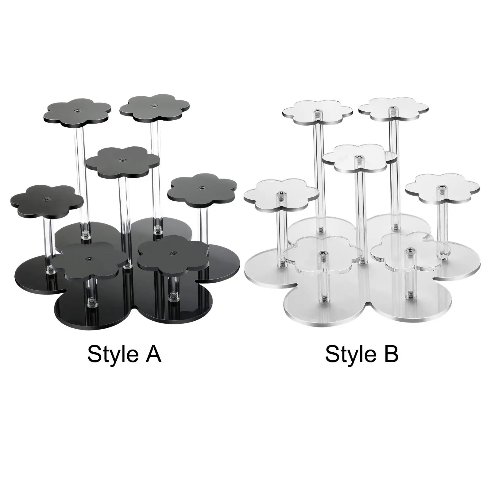 Acrylic Finger Rings Riser 7 Layer Cupcake Stand Display Rack for Mini Figurines Rings Dessert Small Cake Display Earrings