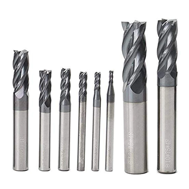 End Mill Set CNC Square Nose End Mills Carbide Tungsten Steel Milling Cutter 2-12Mm