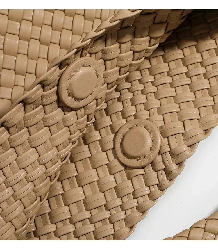 Schultertasche für Damen, gewebte Handtasche aus PU-Leder, handgewebt, große Kapazität, lässiges Geschenk für Damen, Arbeit, Büro, Einkaufen – Detail 11