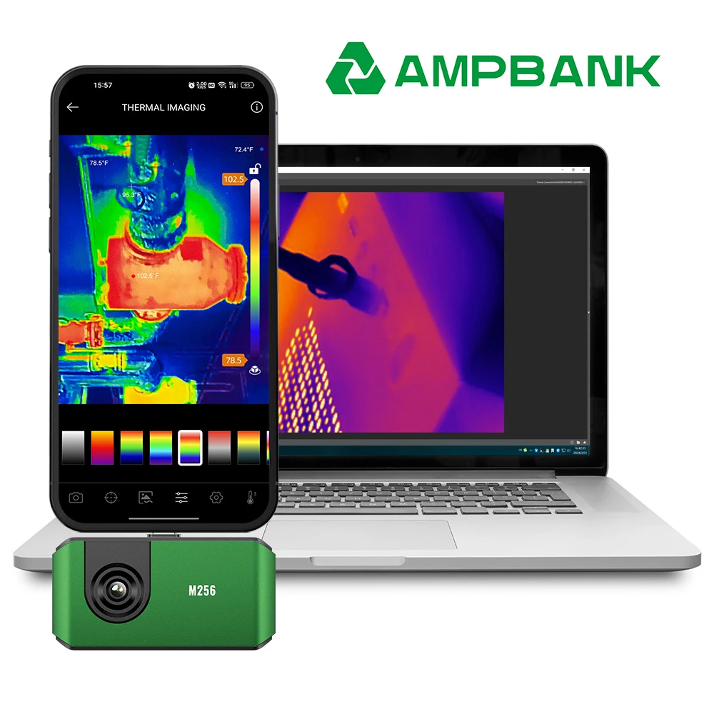 AMPBANK 256*192 Android Thermal Imager 25Hz Mobile Thermal Imaging Camera For Car Diagnostic Home Maintenance Inspection Repair Thermographic Camera