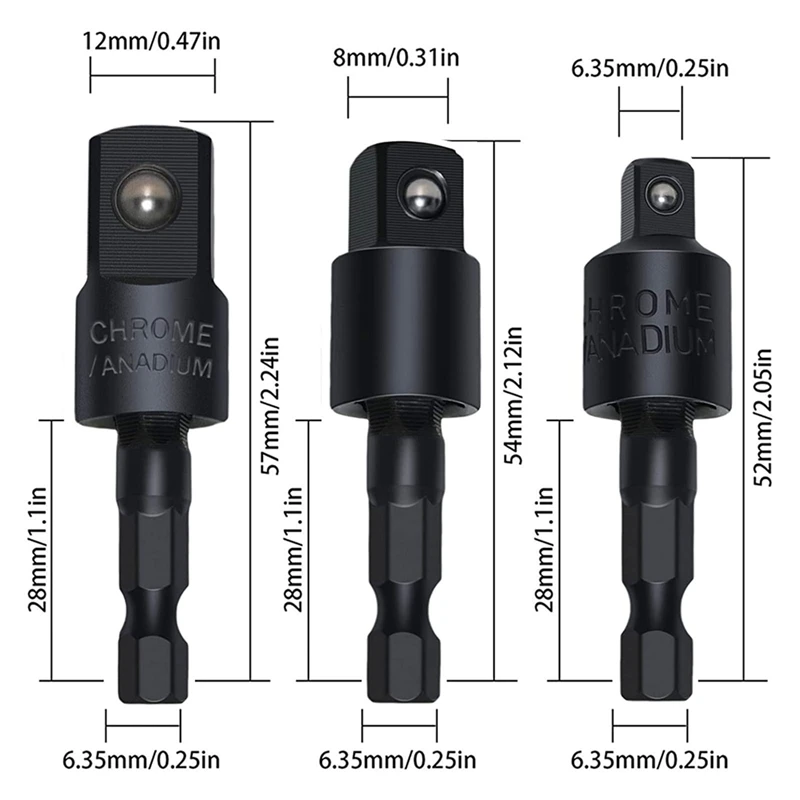 6Pcs Right Angle Drill Attachment Set With 105° Angle Drill Adapter And Impact Grade Socket Adapter