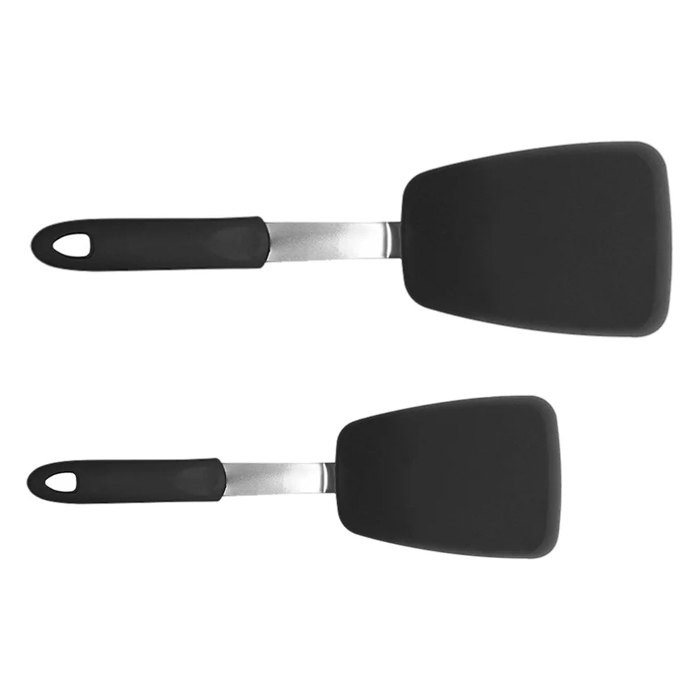 

2 Pcs Stainless Steel Silicone Spatulas Non Stick Fry Pan Steak Shovels Home Cooking Utensils Kitchen