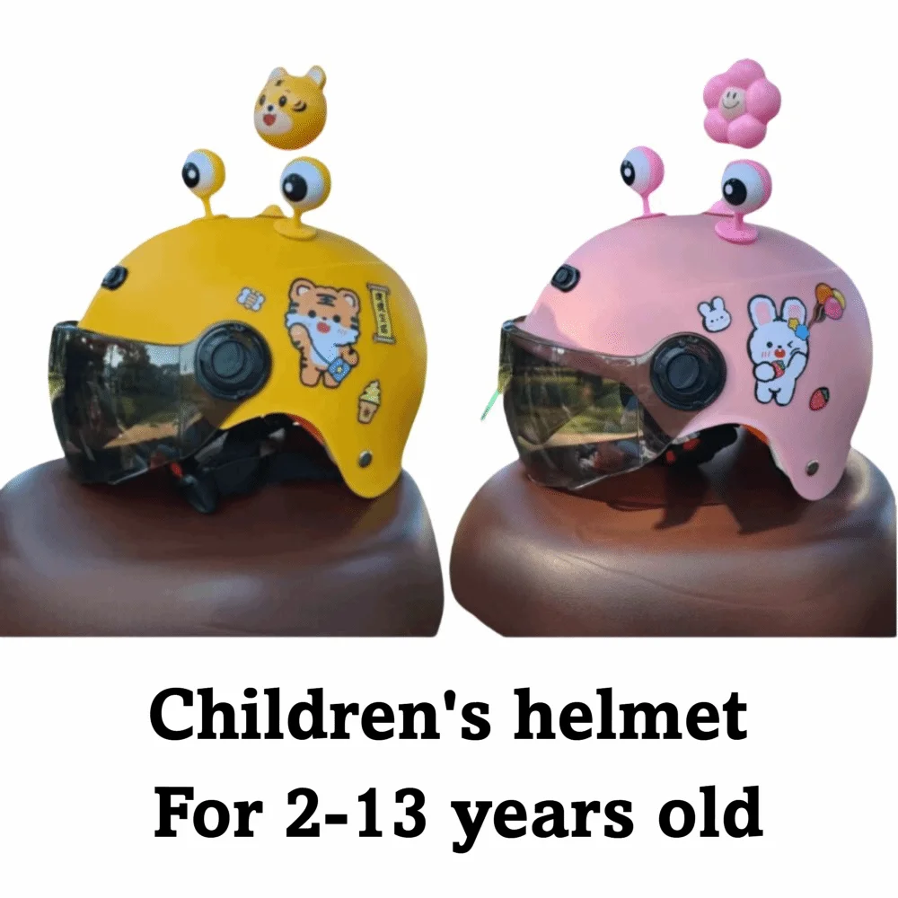 AliExpress NONE New Cartoon Children's Helmet Swinging Frog Eyes Sturdy Bicycle Helmet Breathable Tiger Pattern Safety Helmet Boys and Girls