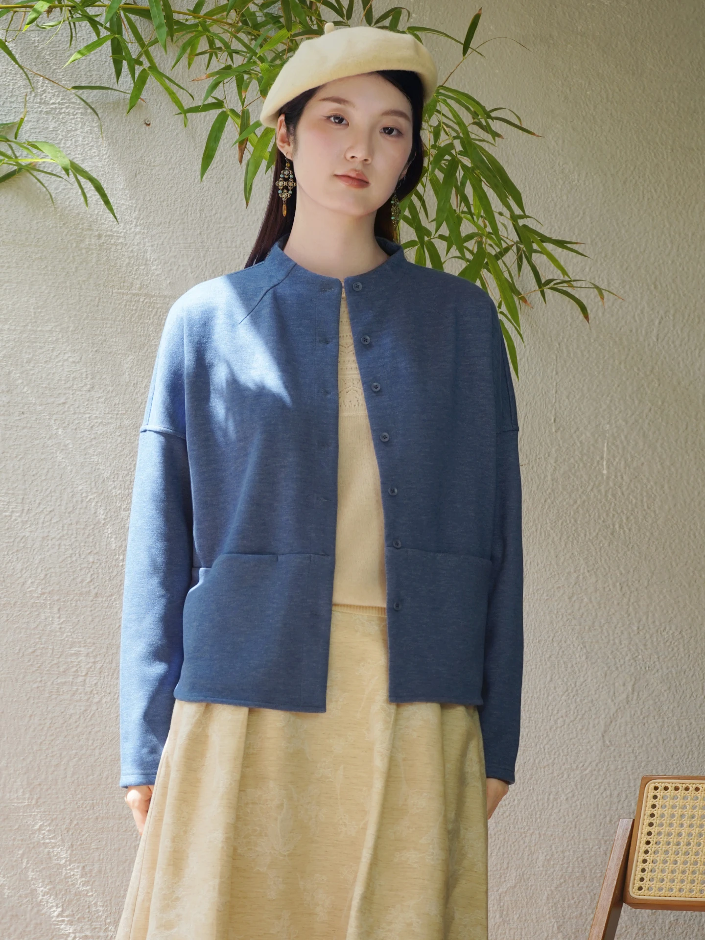 

Свободный повседневный универсальный вязаный жакет малого размера в национальном стиле, верхняя одежда из весенней коллекции, удобный, с длинными рукавами, круглым вырезом