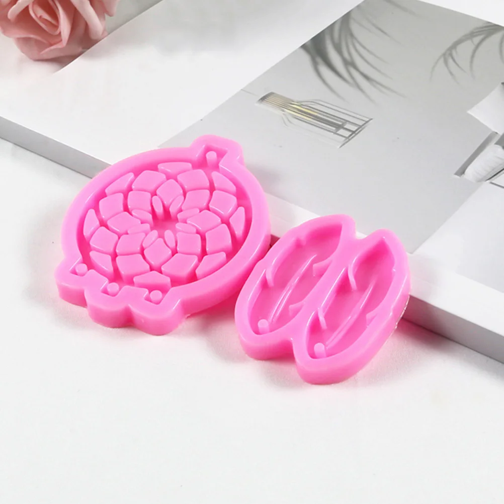 2세트 실리콘 귀걸이 몰드, 독창적인 DIY 쥬얼리 몰드, 핑크 레진 공예용 펜던트 몰드, 탈형 에폭시 몰드 (크리스탈용)