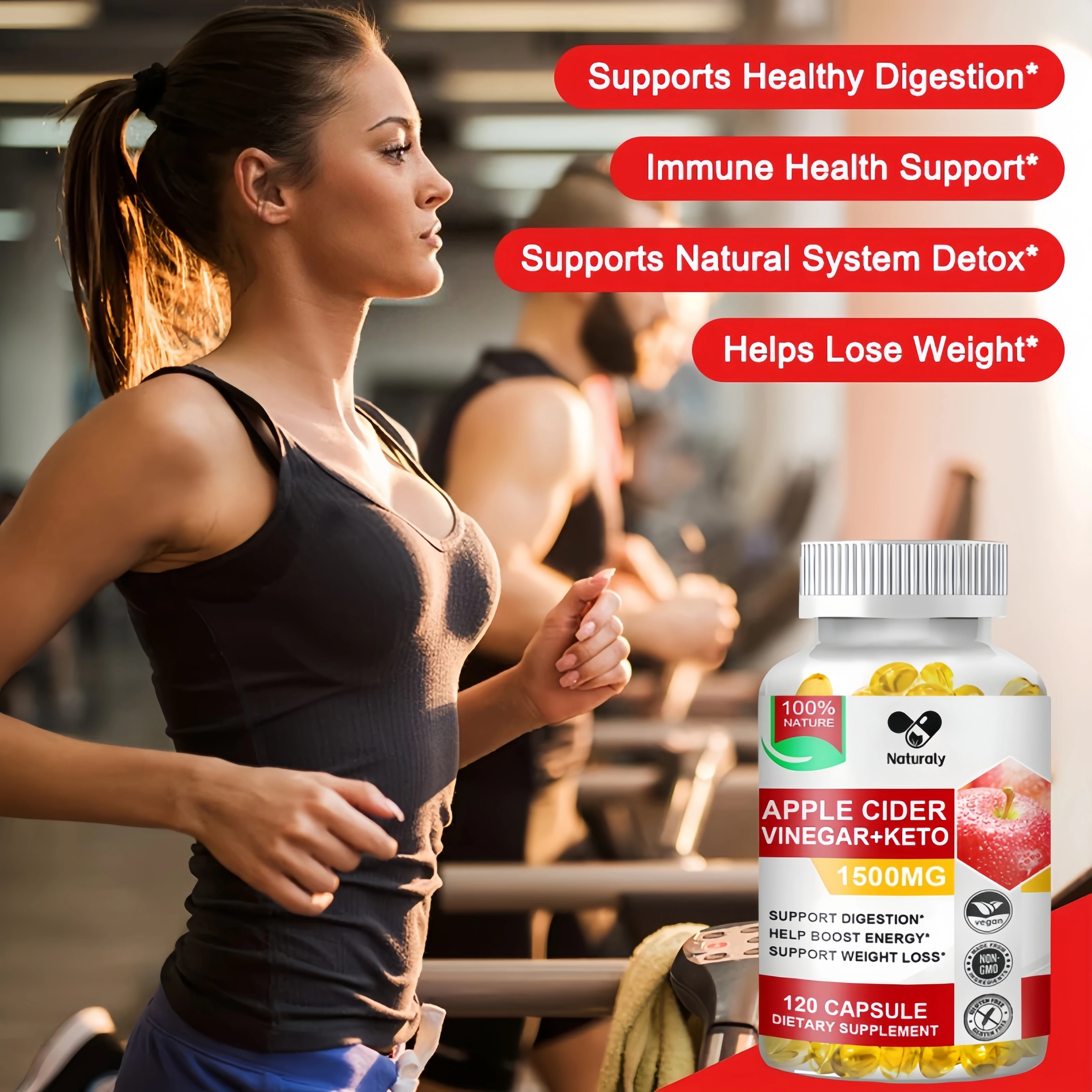 Apple Cider Vinegar Keto Capsules Detox Slim Capsule With Vitamin Bhb For Women Burning Fat Losing Weight Dietary Supplement