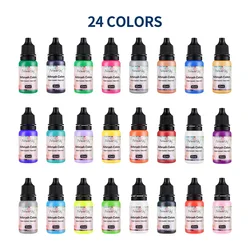 Foreverlily 24PCS Acrylic Paint Ink Set Airbrush Spray Nail Art Inks Water Pigment for Painting Nail Art Tool 10ml