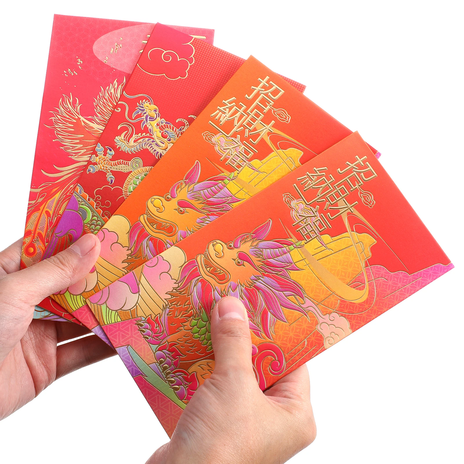 

12Pcs Chinese Style Red Envelopes Paper Packets Creative Design for New Year Money Storage Packets 2024