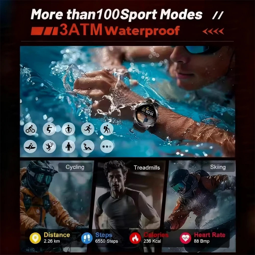 2025 جديد نظام تحديد المواقع العسكري ستة نجوم تحديد المواقع SmartWatch الرجال تشغيل ركوب اللياقة البدنية البوصلة المقتفي 3ATM مقاوم للماء BT دعوة الرياضة Watc