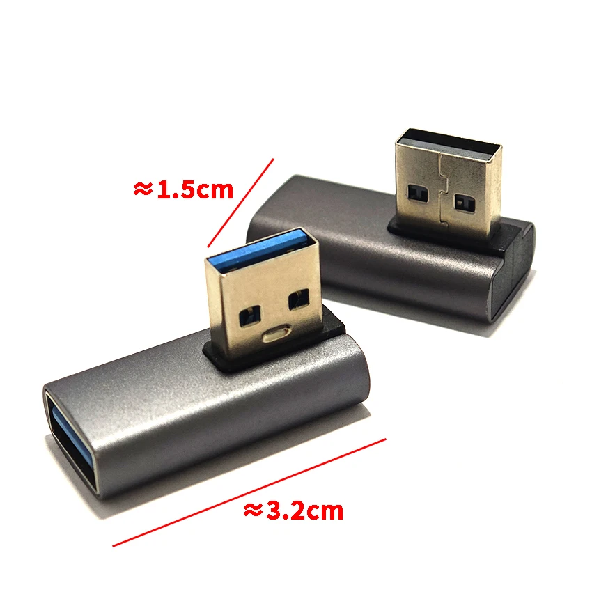 

90 Degree USB Male to Female Right Angle Extension Adapter USB mid bend Front and back For Laptop PC Connector Converte 10Gbps
