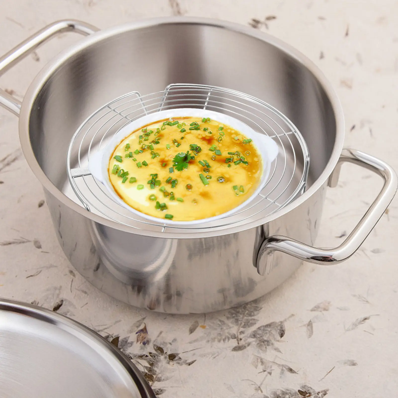 7.1x1.6 Inch Stainless Steel Steamer Rack Tri-Legged Cooking Steaming Basket Compatible with Pressure Cooker Rice Cooker Metal