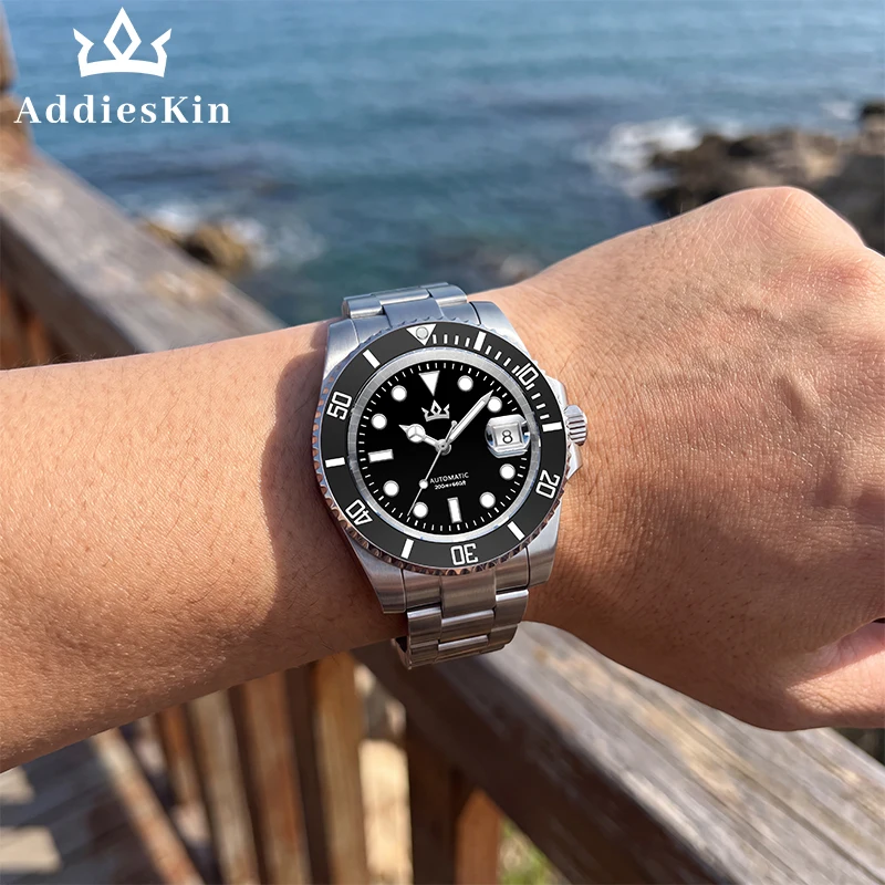 AddiesKin K012 Business Men's Diving Watches ST2130 Sapphire BGW9 Luminous Stainless Steel Sardonyx Automatic Mechanical Watch