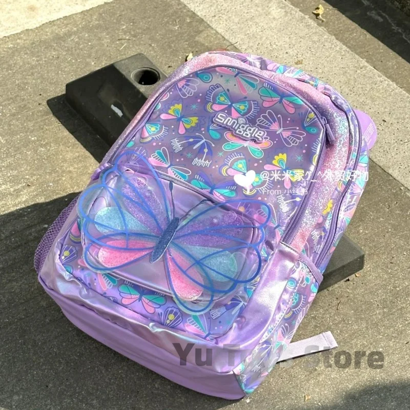 Large Smiggle Primary School Student Capacity Ultra Light Weight Reducing Butterfly Style Stationery Girl Backpack Birthday Gift