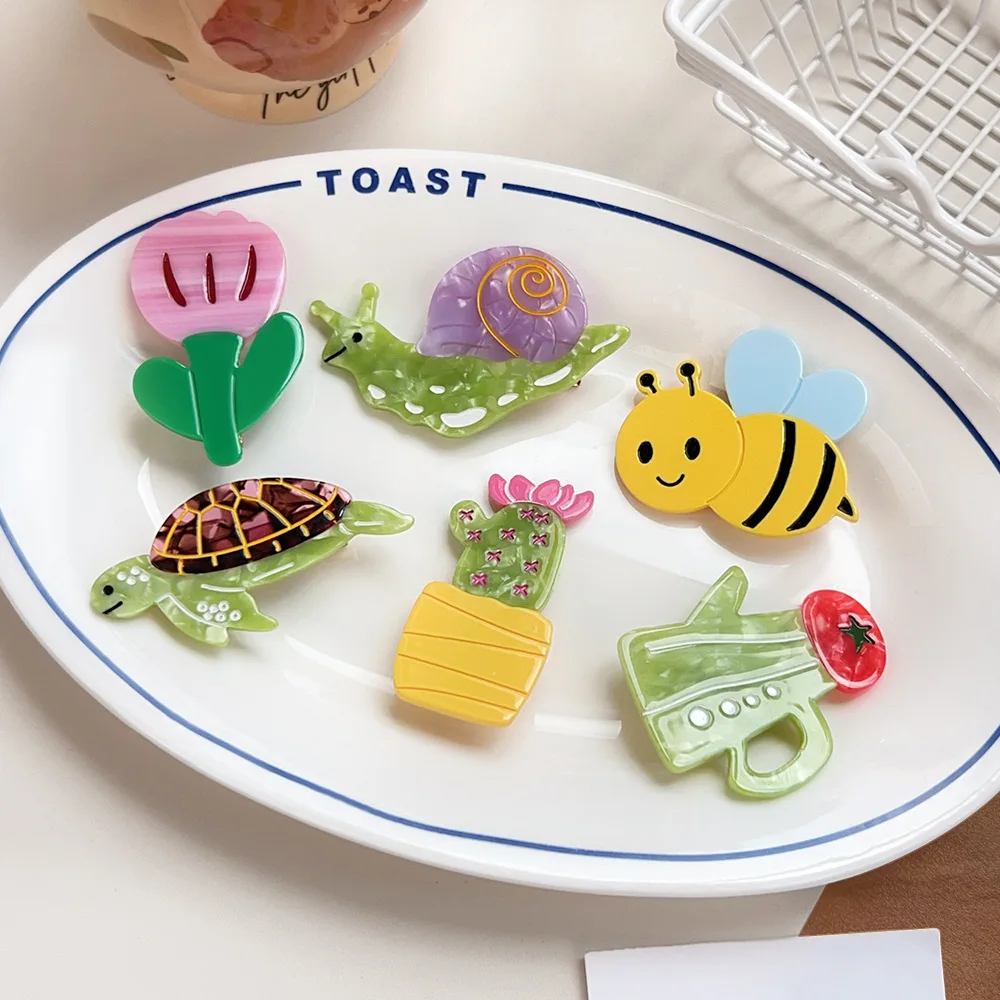 Cartoon Tier Haarnadeln Niedliche Kaktus Schildkröte Seite Clip Kleine Clip Schildkröte Biene Pony Seite Clip Entenschnabel Clip