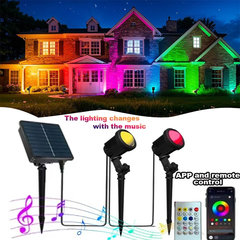 Focos solares para exteriores, reflectores solares que cambian de Color, luces para jardín, piscina, área, estanque, patio, iluminación de paisaje