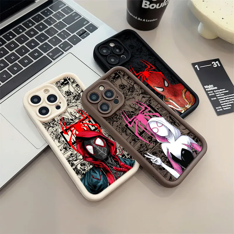 Funda de Spider-Man Miles Morales y Gwen, Marvel Comics, para Apple iPhone 17E 15 16 14 13 12 11 17 Pro Max 17 Air 16 Plus 16E 2