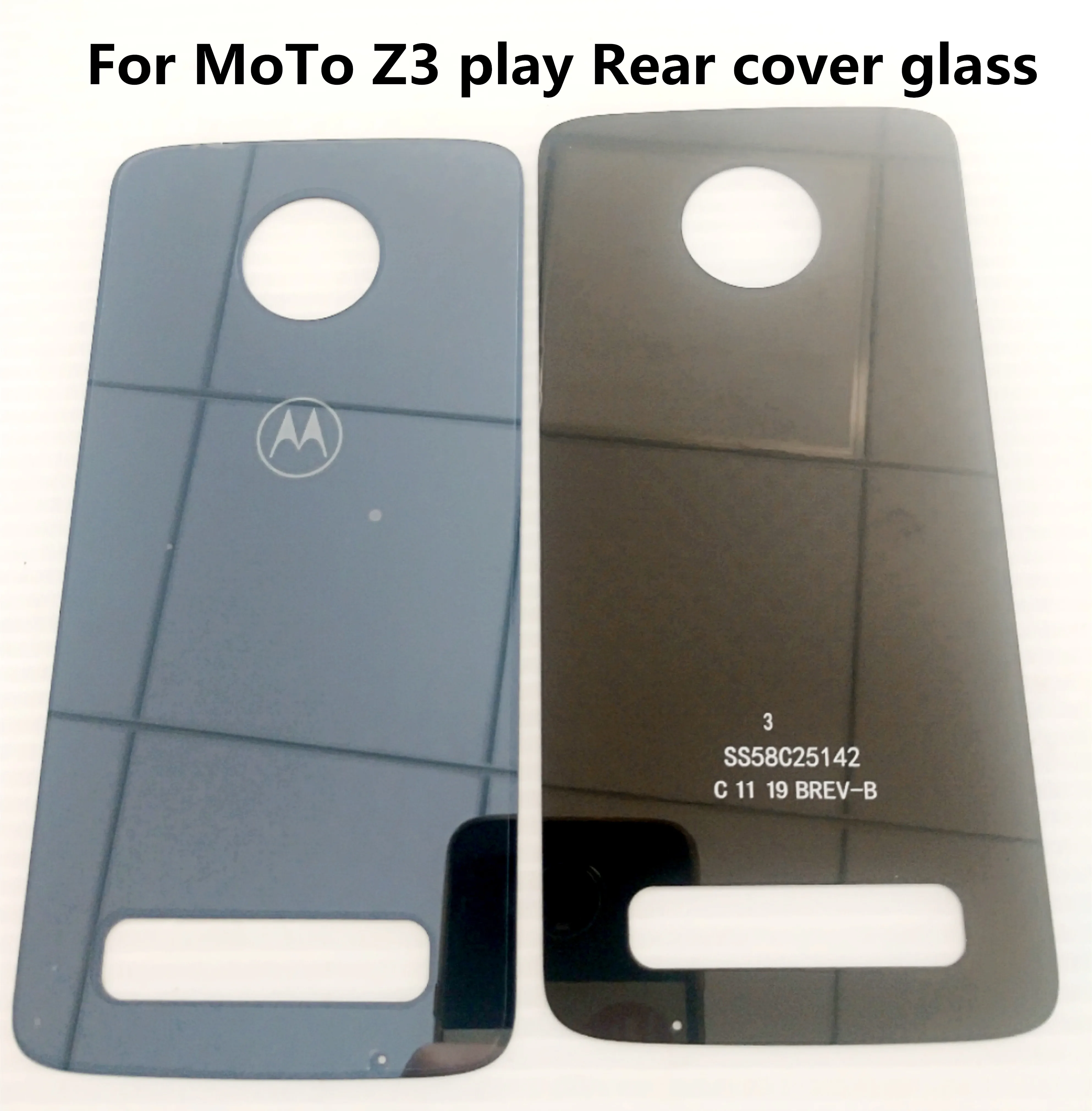For Motorola Moto Z3 Play Glass Back Battery Cover Rear Panel Door