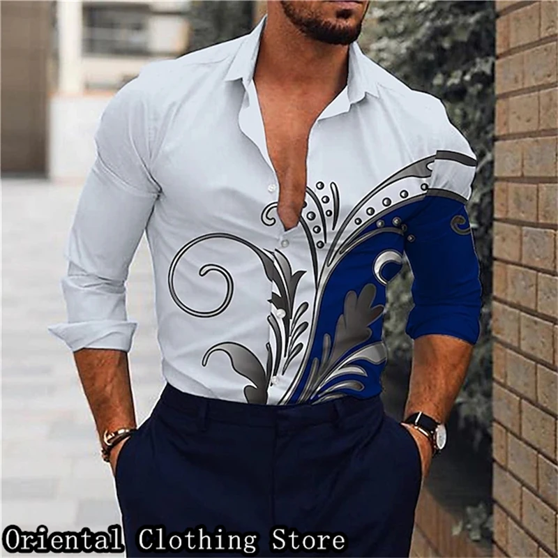 

Men's Casual Buttoned Long Sleeve Plus Size Shirt New Floral Shirt Hawaiian Exquisite Print Graffiti Outdoor Activities Rock