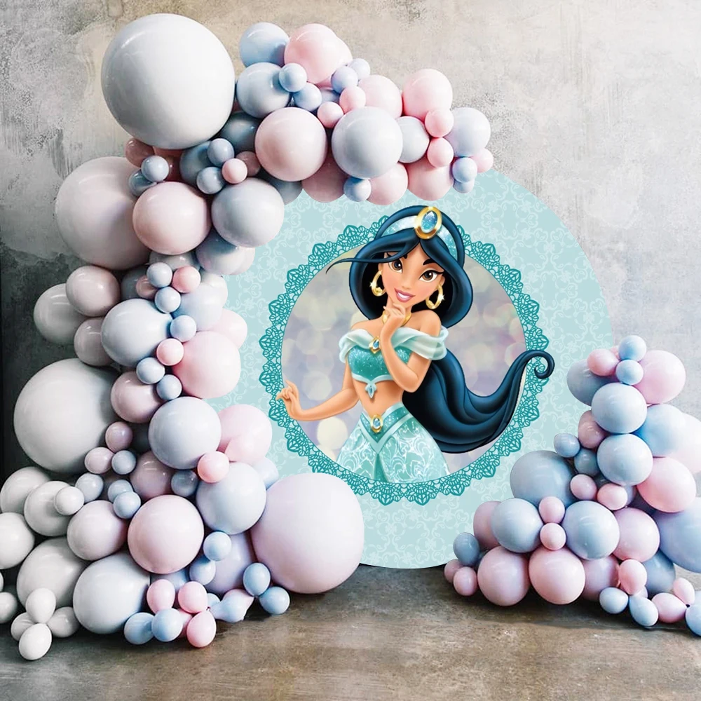 Princess Jasmine Round Backdrop Backgrounds For Photographs Baby Shower Girl Birthday Party Decoration Photozone Shooting Props