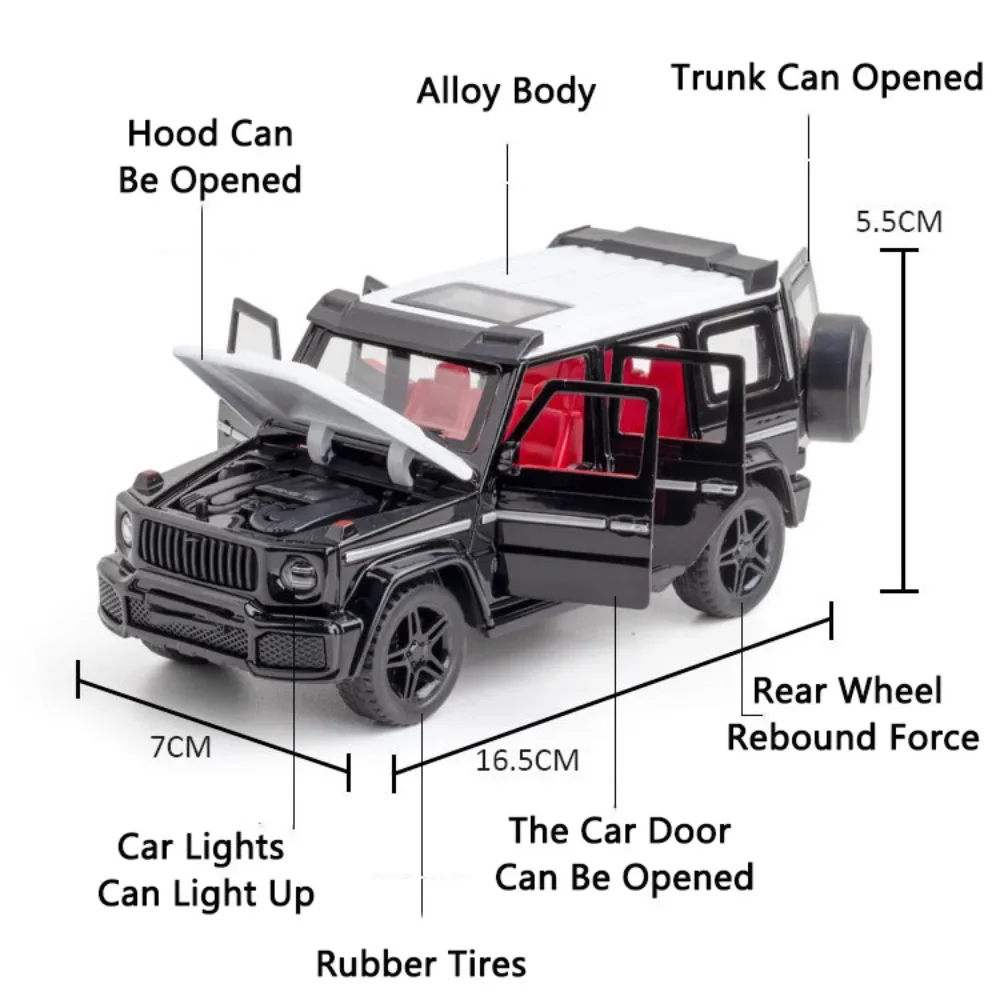 1:32 700 Miniaturowy model samochodu Zabawka Diecast Alloy Pojazd terenowy Dźwięk Światło Pociągnij do tyłu 6 drzwi Otwarte gumowe opony Model Prezent dla dziecka