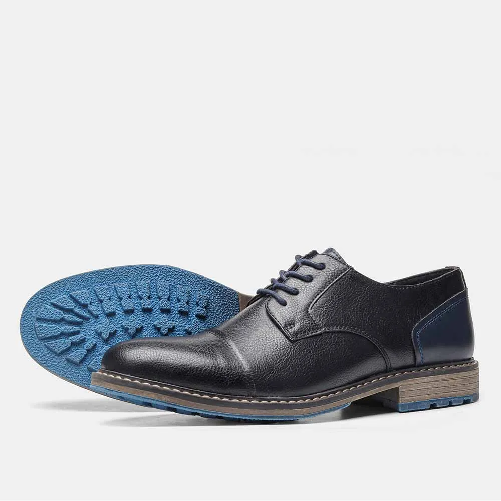 Men's Dress Shoes Layered Low Heel With Lugged Outsole Shoes For Man Office Men's Shoes Cap-Toe Seam Men Cap Toe Shoes
