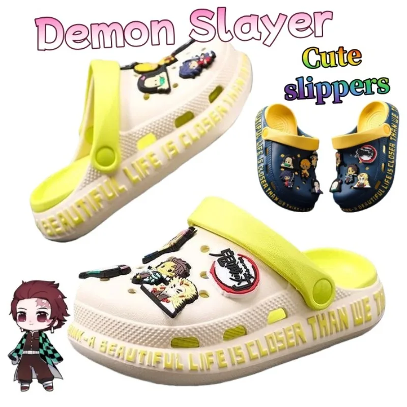 

Demon Slayer Crocs Cute Fashion Cartoon Creative Kamado Tanjirou Anti-Slip Soft Sole Slippers Gift for Friends on Holidays