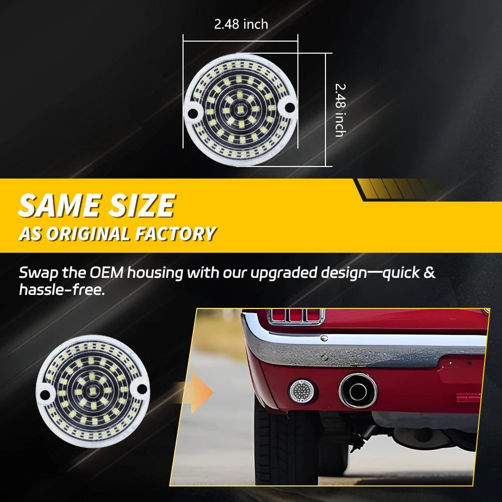 2Pcs For 1964 1965 1966 1967 1968 Ford Mustang 1967 1968 Mercury Cougar Rear Brake Tail Light Backup Light Reverse Light W/LED - view 3