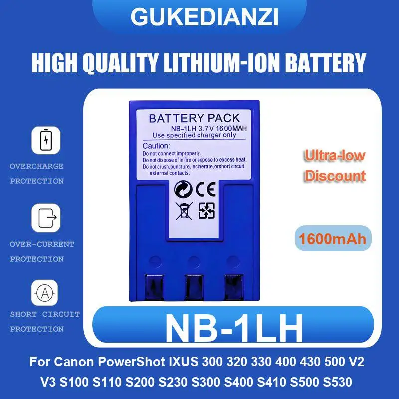 Battery For Canon PowerShot G7 G9 S30 S40 S45 S50 S60 S70 S80 DC410 NB-2L 450D 1000D 500D KISS X2 X3 F Rebel XS XSi T1i LP-E5