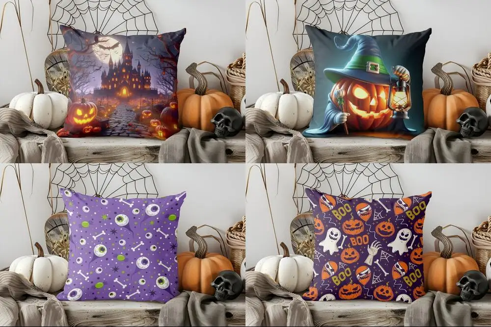 

Домашний декор, Хэллоуин, замок и тыква, декоративная подушка с рисунком, чехол для подушки, подходит для дивана, спальни, автомобиля, наволочки