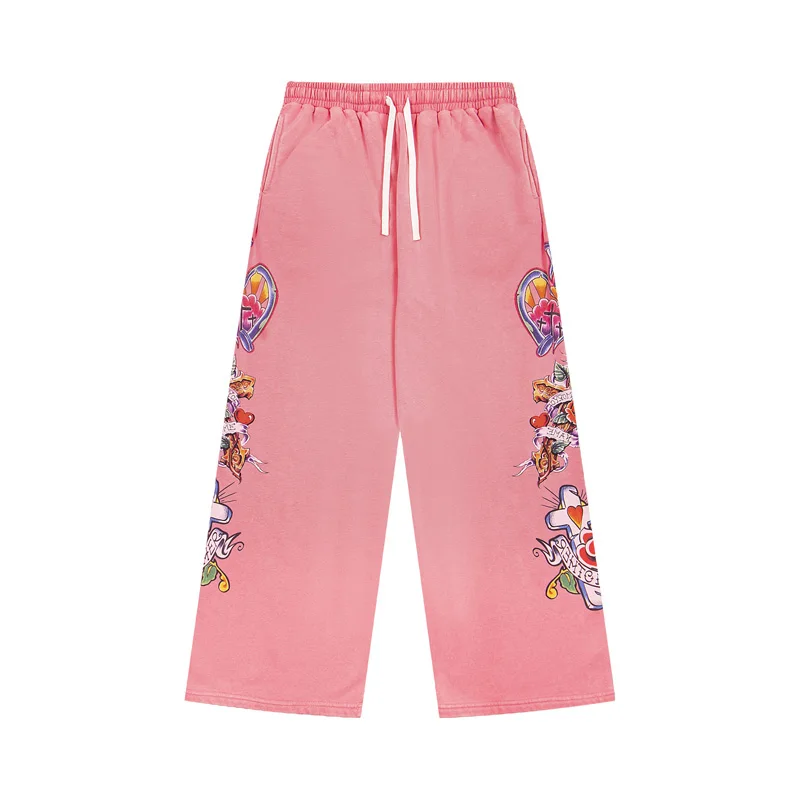 

Men's Women's Pink Casual Righteous Pants New High-Quality Printed Cotton Sport Pants