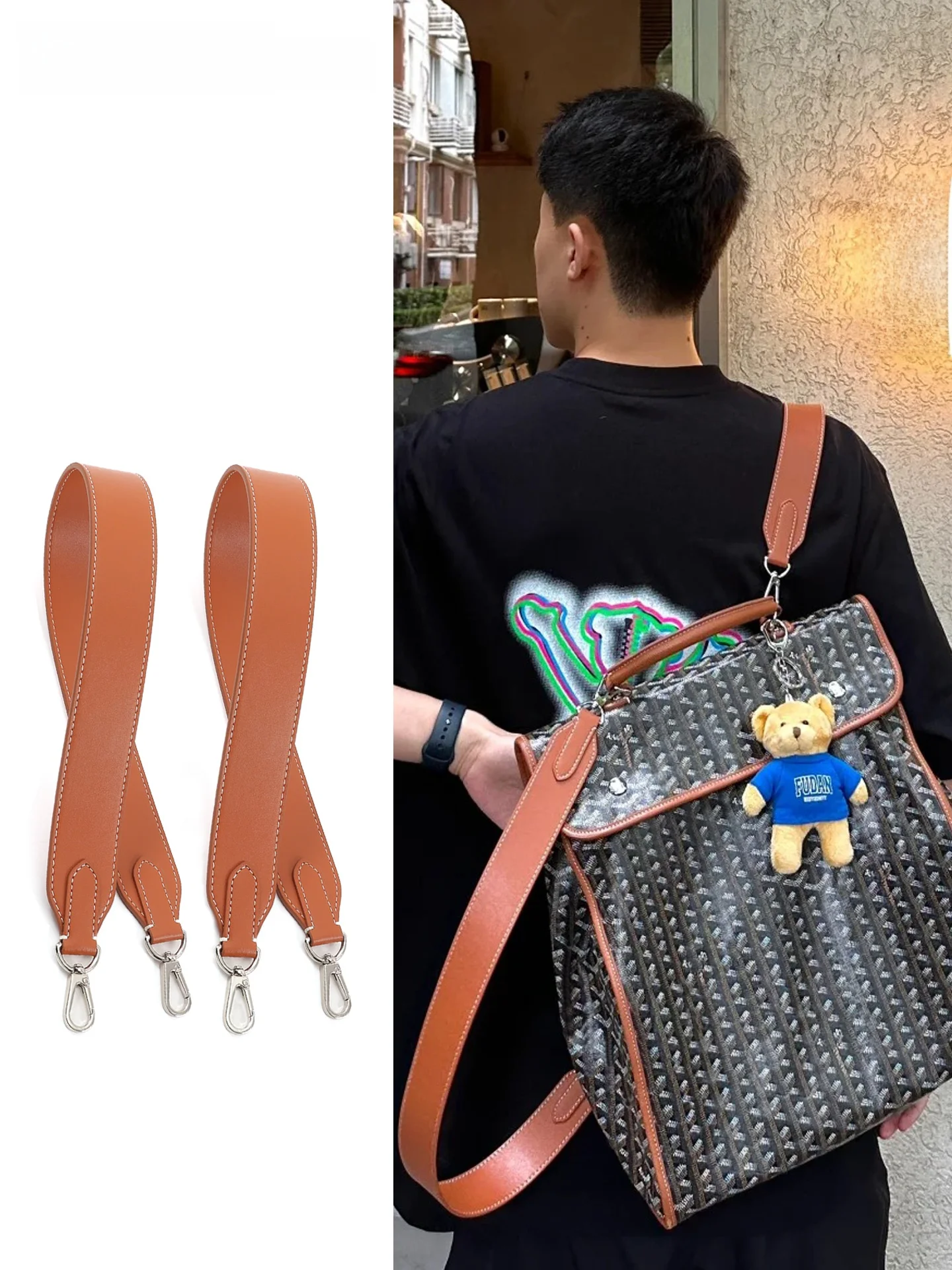 sangle-de-remplacement-double-pour-sac-a-dos-motif-pied-de-poule-sangle-d'epaule-large-piece-de-modification-pour-sac-a-dos