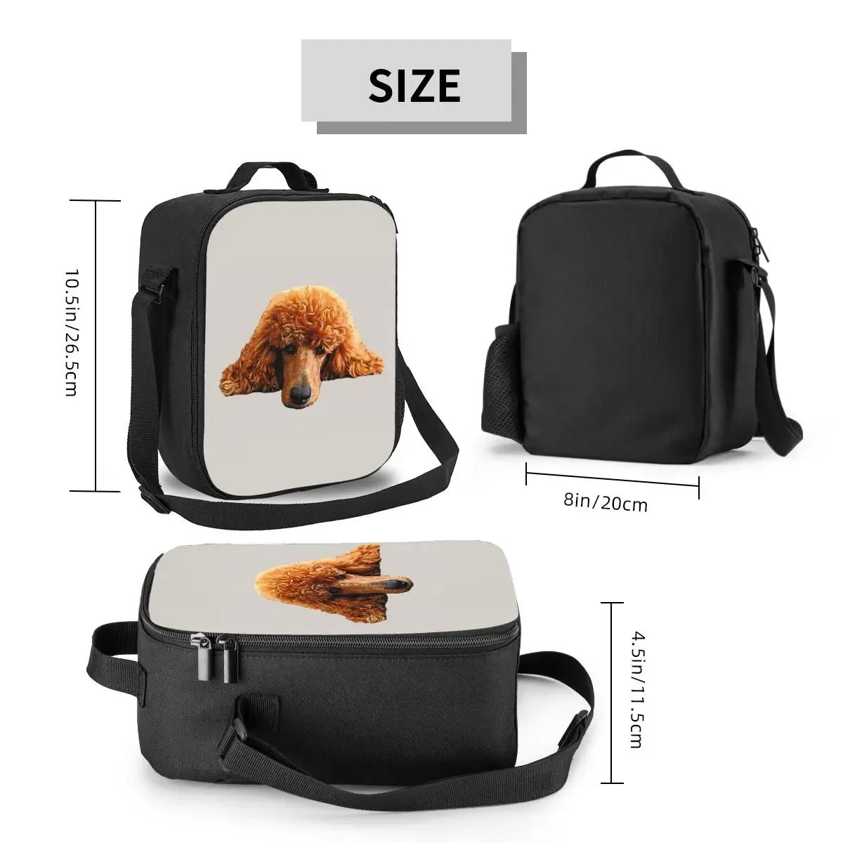 Benutzerdefinierte Kawaii Pudelkopf Isolierte Lunchtasche für Frauen Niedlicher Welpe Hund Kühler Thermo-Lunchbox Strand Camping Reisen