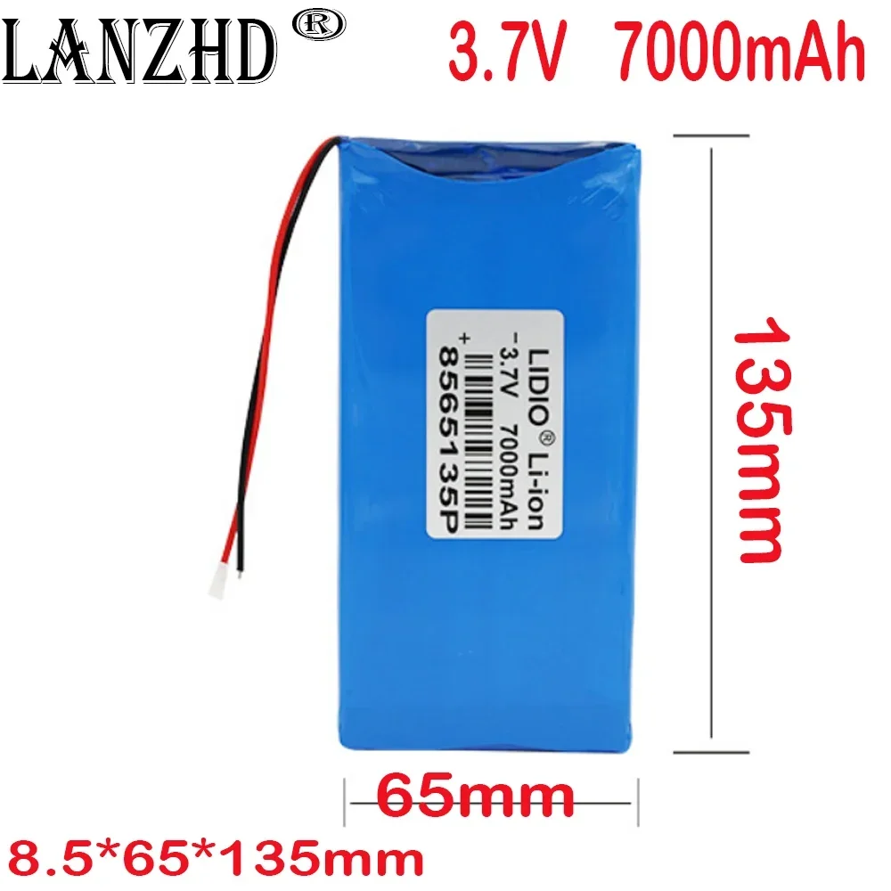 

1-10PCS 3.7V Li Polymer Battery with PCB 7000mAh 8.5*65*135mm Soft package battery For Power Bank Bluetooth Speakers Tablet DVD